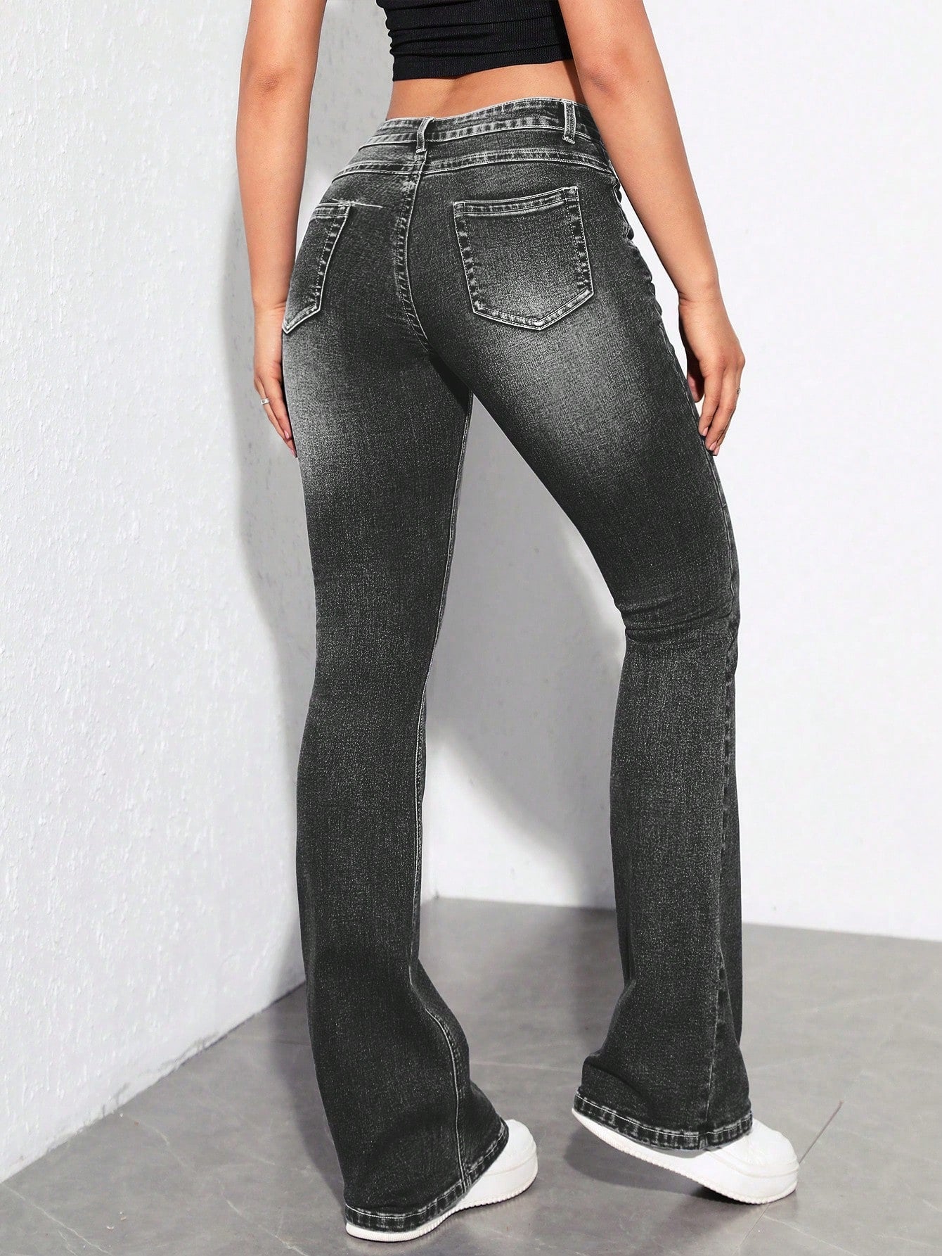 Slant Pocket Flare Leg Jeans