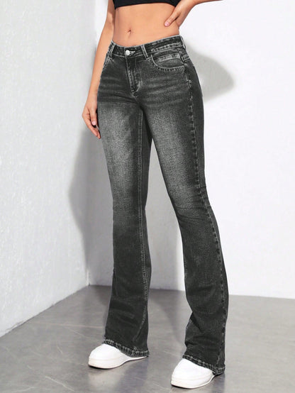 Slant Pocket Flare Leg Jeans