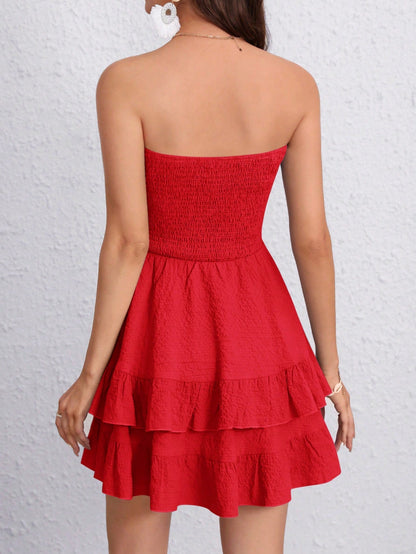 Ruffle Hem Tube Dress