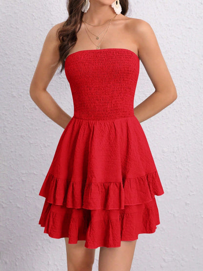 Ruffle Hem Tube Dress