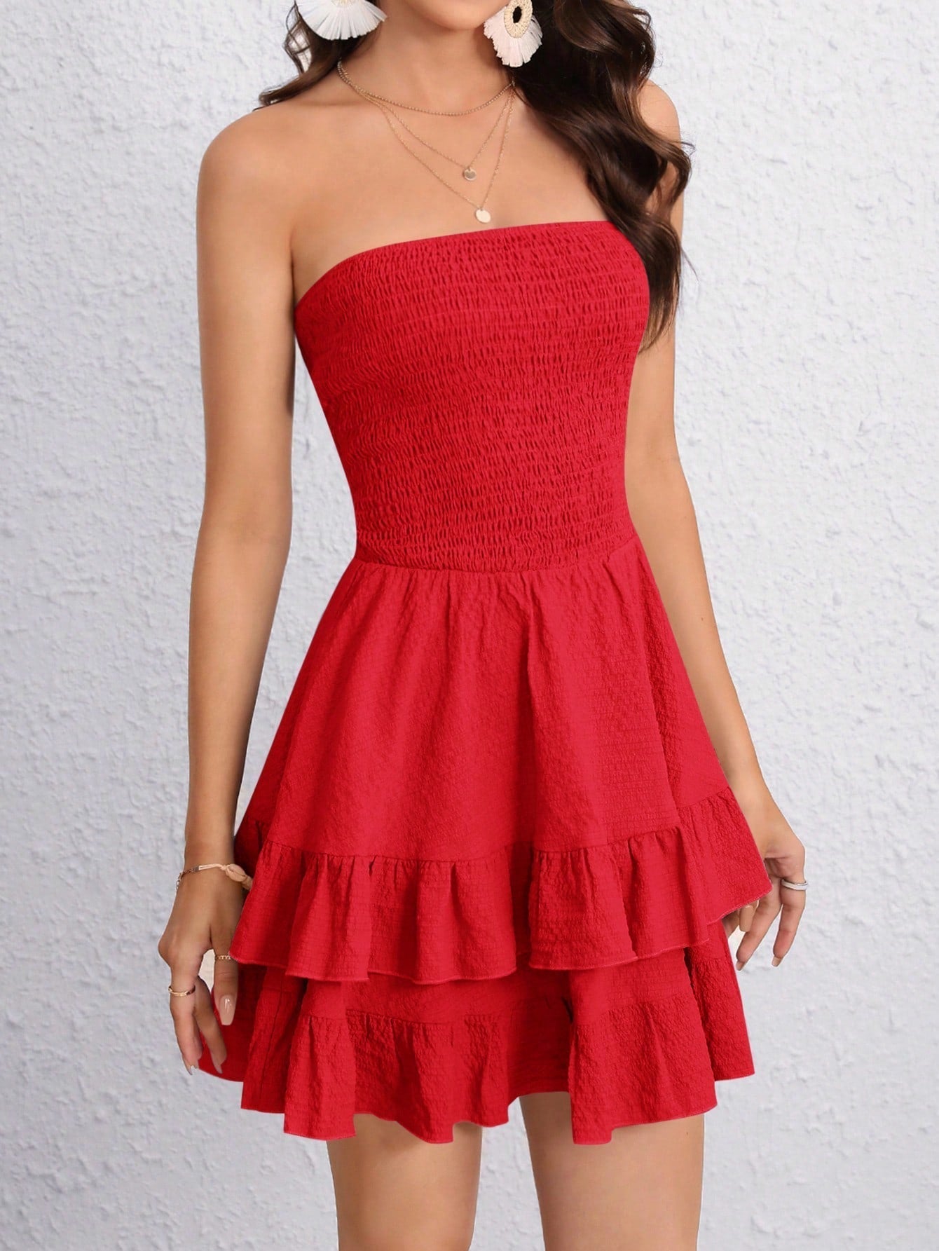 Ruffle Hem Tube Dress