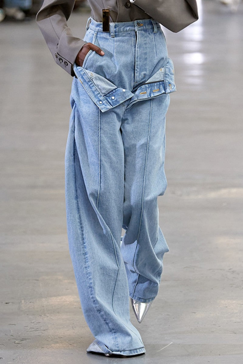 Regular Solid Patchwork Denim Jeans