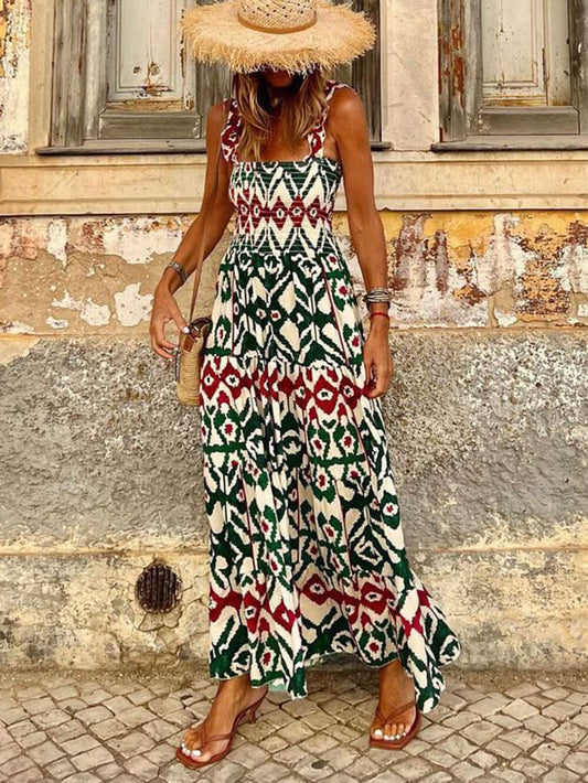 Cosybreezee - Charming Printed Halter Hem Beach Vacation Dresses