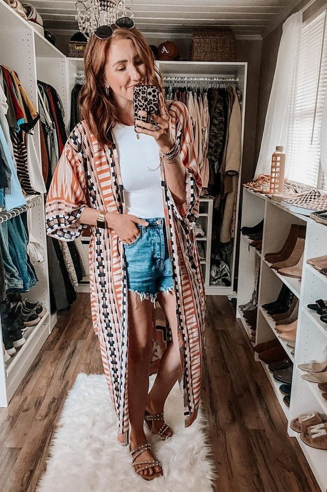 Boho Tie Stylish Dye Kimono Blouse