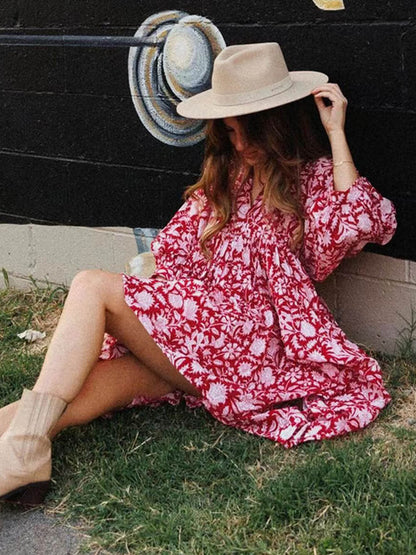 Vacation Retro Style Charming Loose Printed Dress