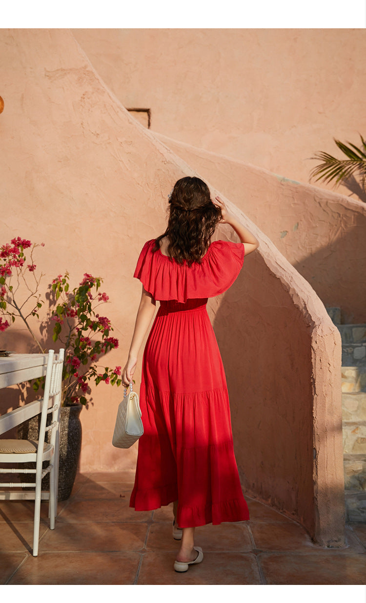 Ruffled Romance Off Charming The Shoulder Maxi Dress