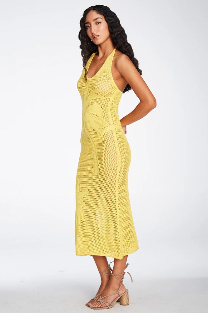 Textured Hollow Low Neck Bodycon Boho Dress