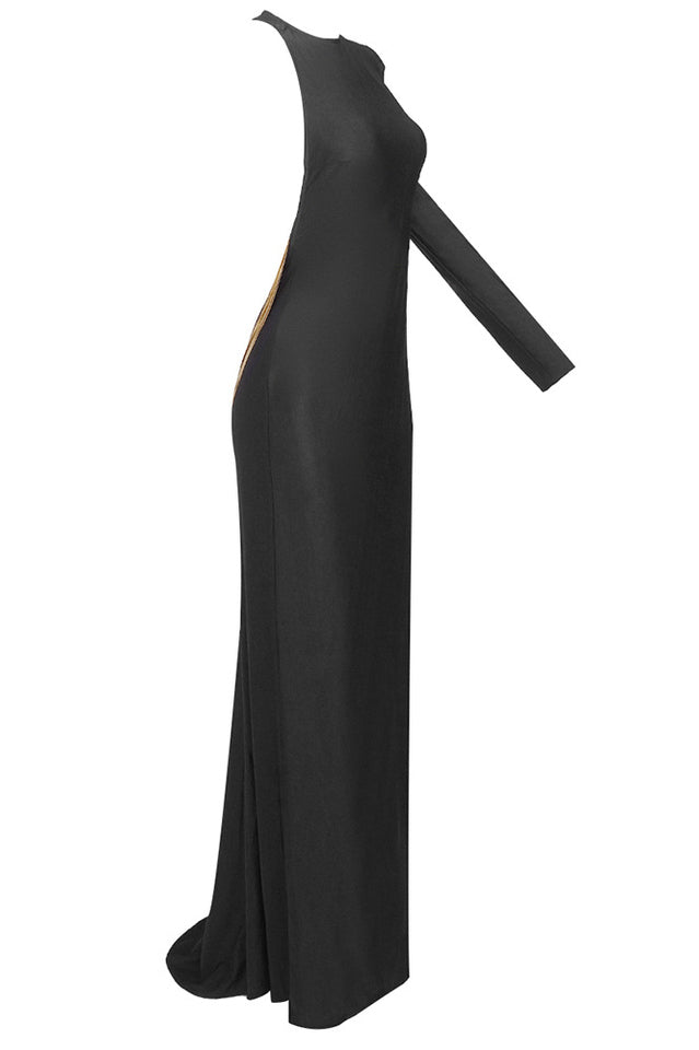 Angelou Black Backless Charming Chain Maxi Dress