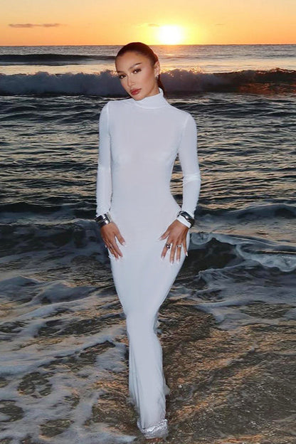 Backless Tie Bodycon Long Sleeve Party Dress