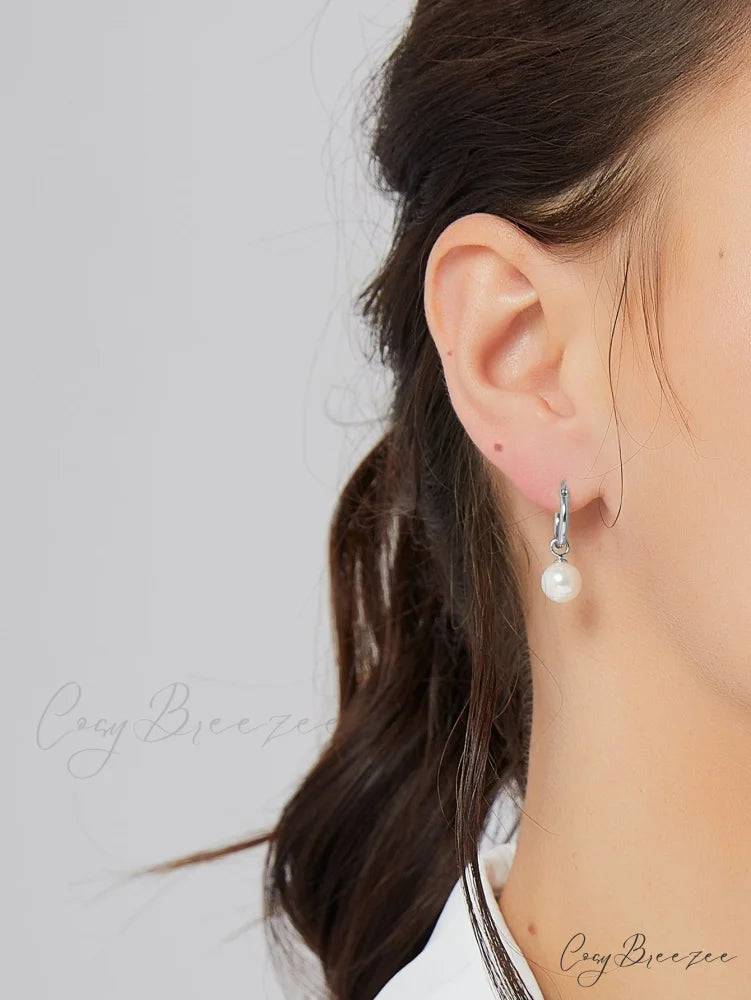 1pc Faux Pearl Drop Earrings Silver / one-size