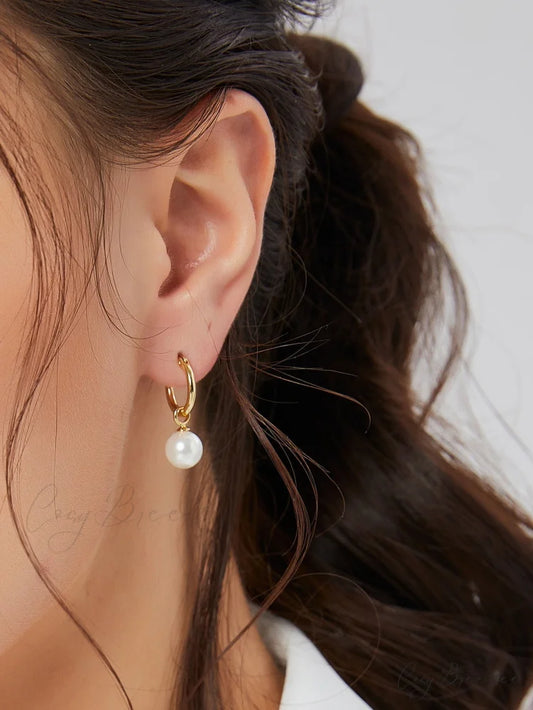 1pc Faux Pearl Drop Earrings Yellow Gold / one-size