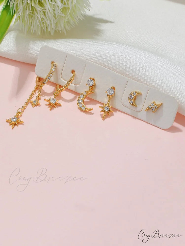 1set Women’s Golden Fashionable Single Earrings