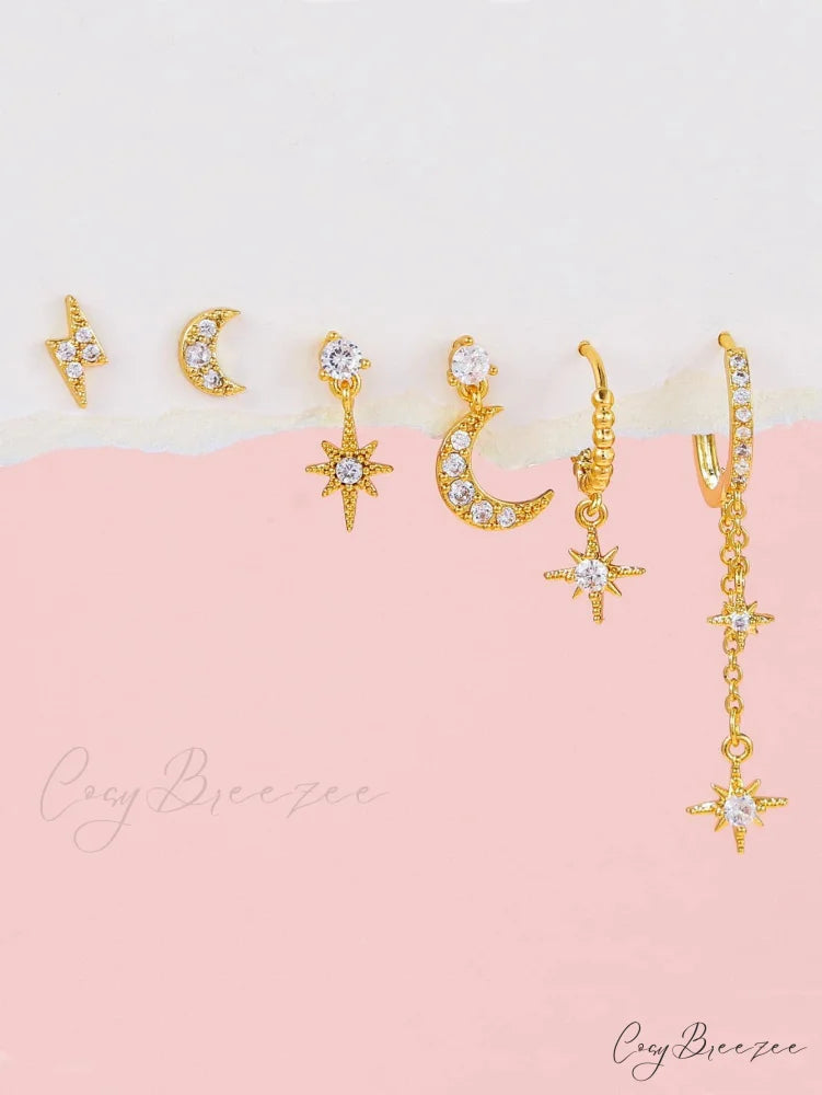 1set Women’s Golden Fashionable Single Earrings