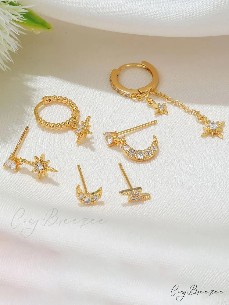 1set Women’s Golden Fashionable Single Earrings