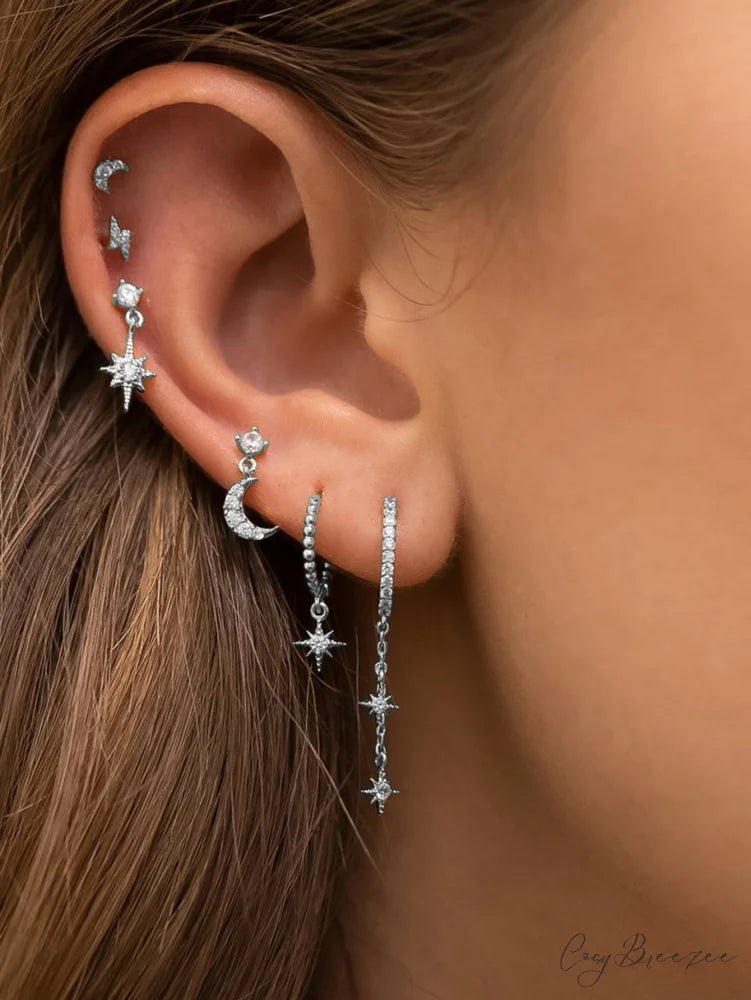 1set Women’s Golden Fashionable Single Earrings