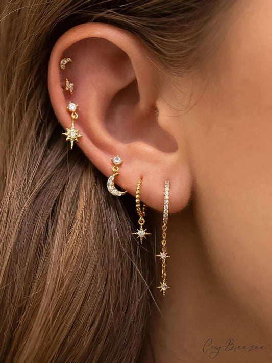 1set Women’s Golden Fashionable Single Earrings