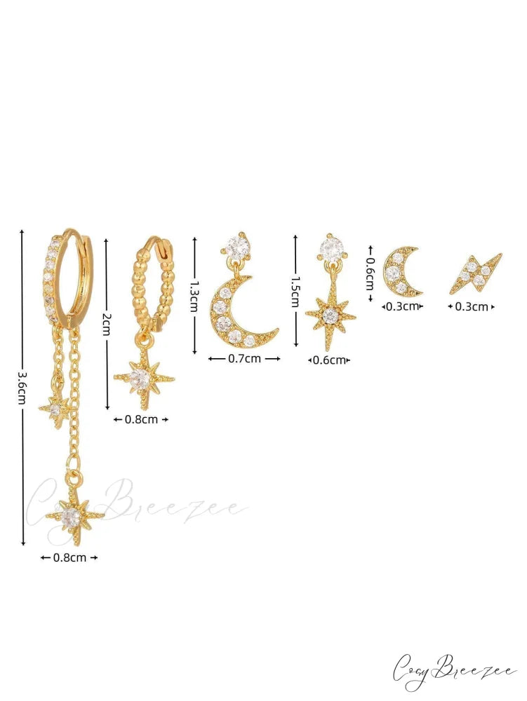 1set Women’s Golden Fashionable Single Earrings