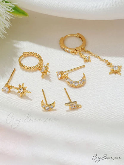 1set Women’s Golden Fashionable Single Earrings