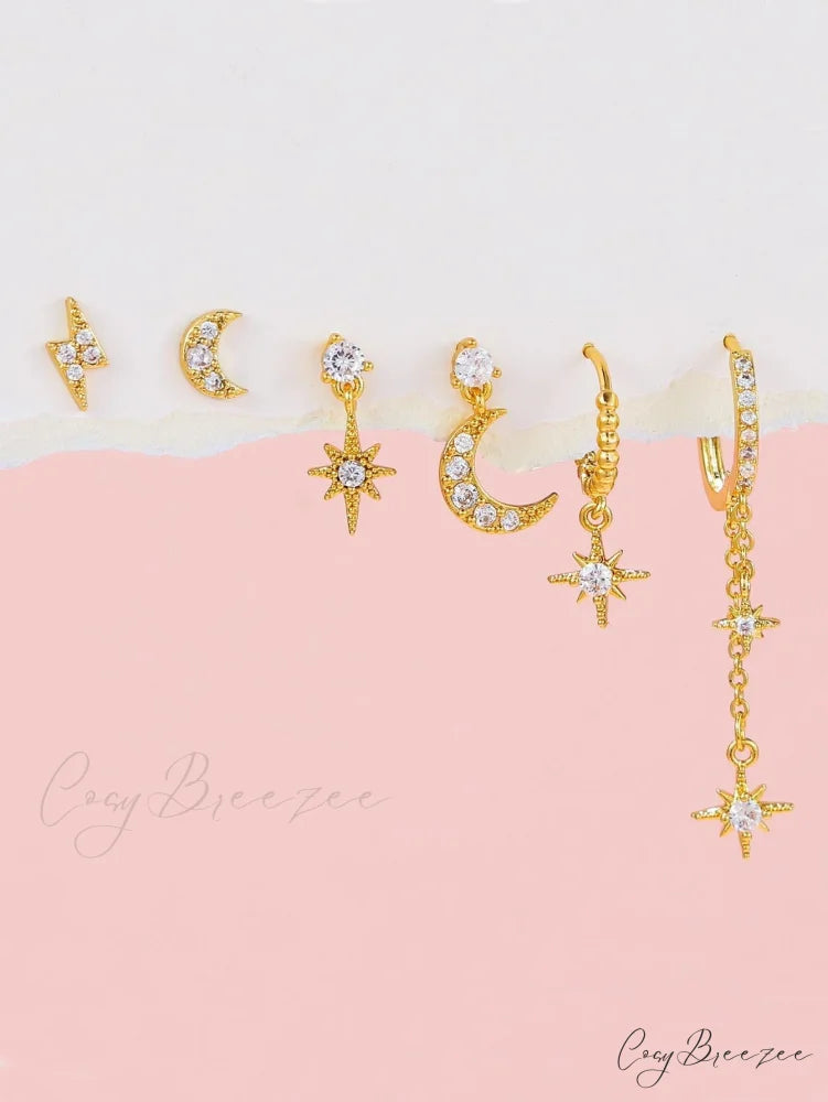 1set Women’s Golden Fashionable Single Earrings