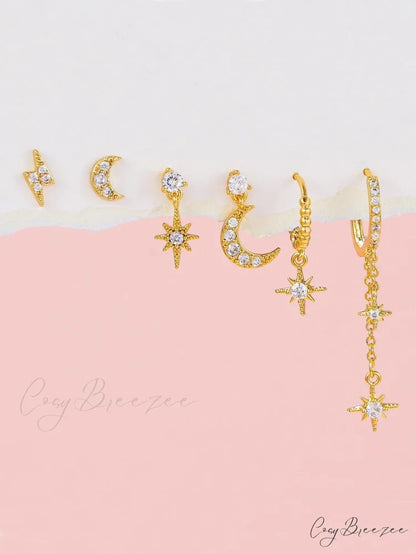 1set Women’s Golden Fashionable Single Earrings
