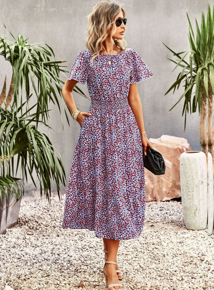 Summer Printed Short-Sleeve Dress