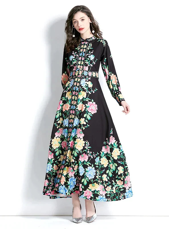 Arm Long Patterned Lantern Dress