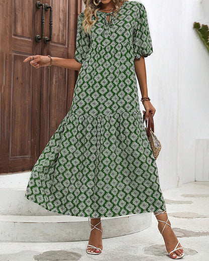 Vintage geometric print maxi dress