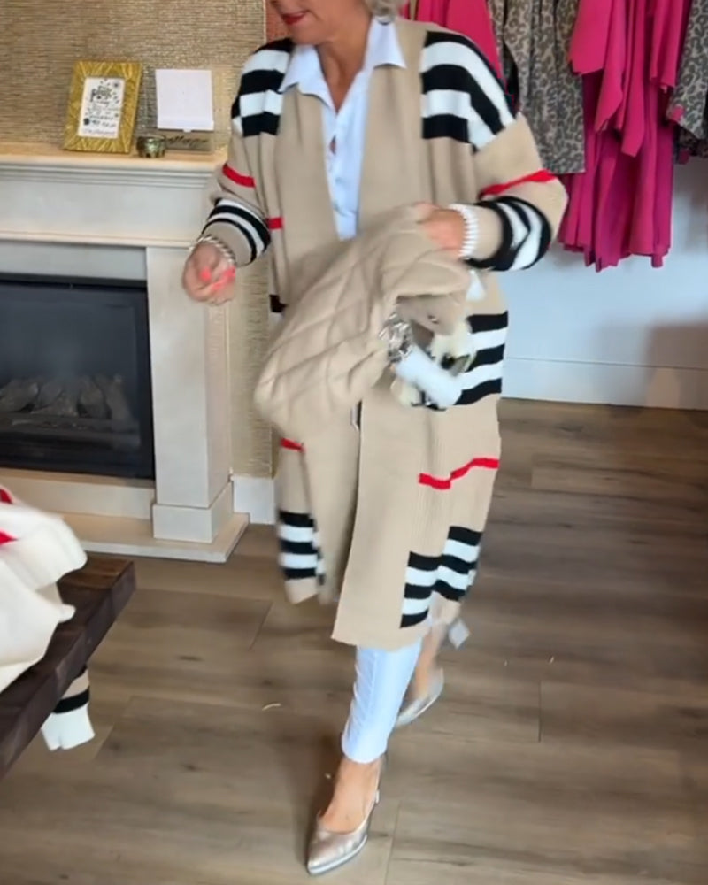 Striped Long Arm Cardigan