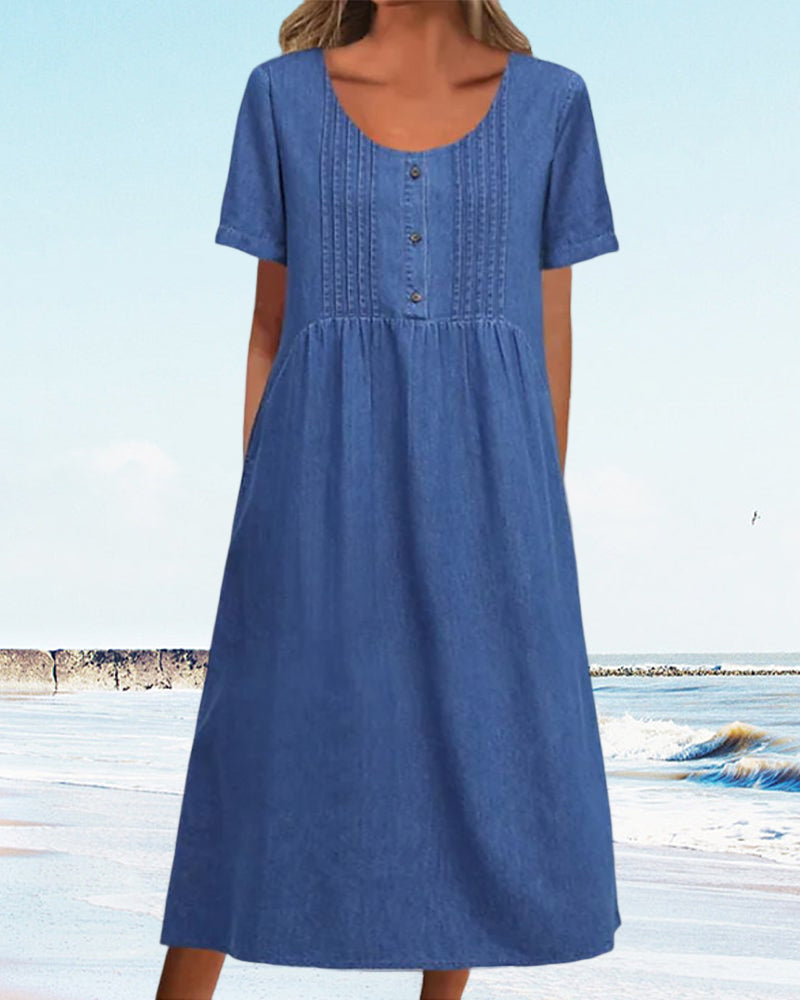 Short Sleeve Denim Dress