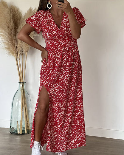 V-neck Maxi Dress with Print