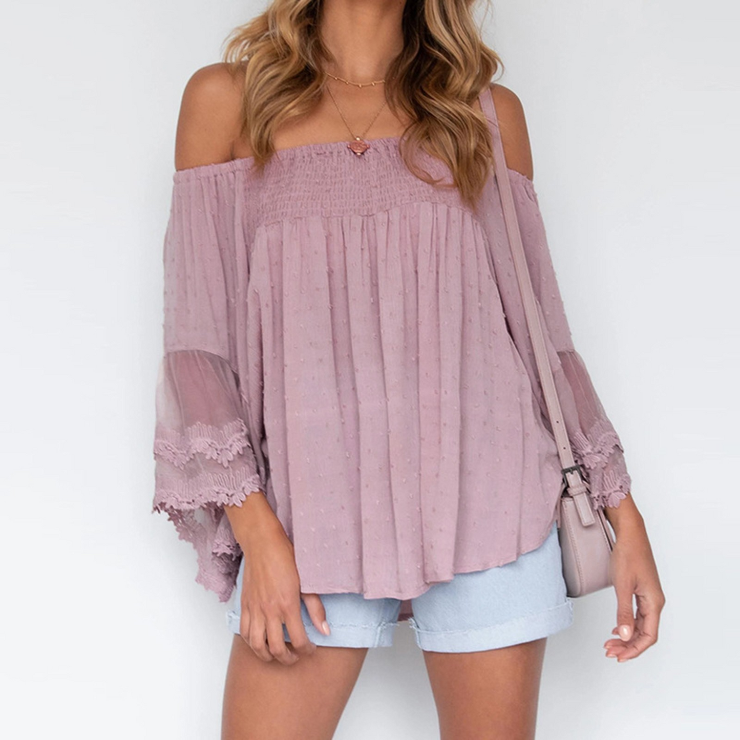 Solid Oversize Backless Irregular Blouse Brief Off Arm Hipster Tassel Tops Shoulder Shirt