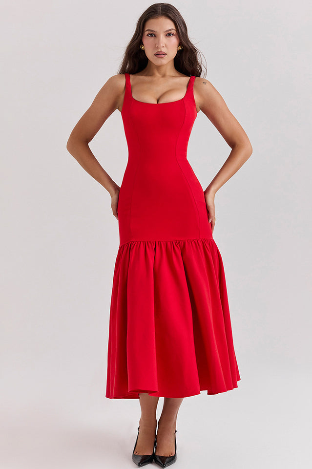 Amore Dropped Stylish Waist Midi Dress