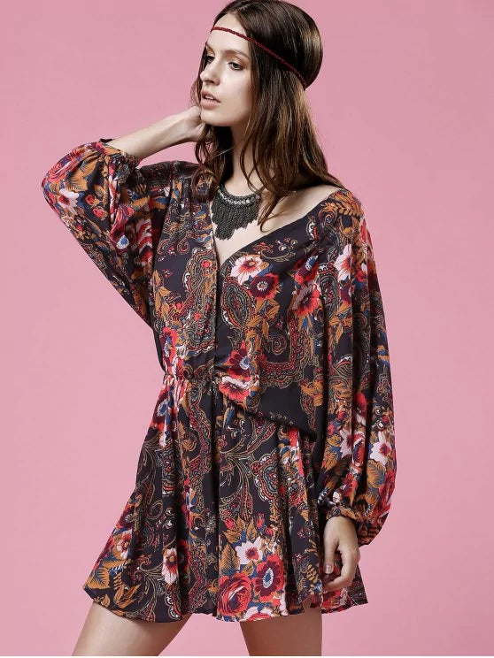 Stylish Lantern Sleeve Wrap Dress