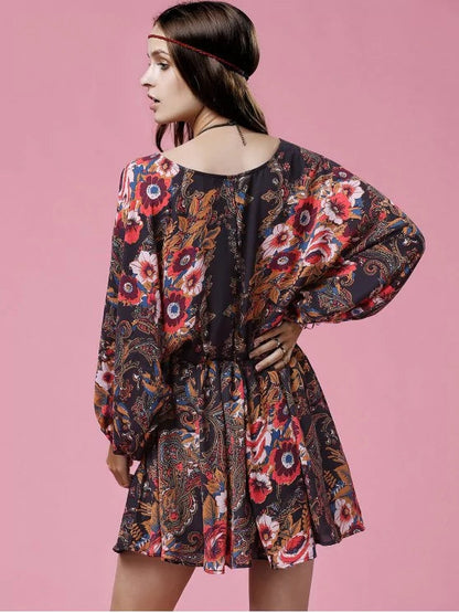 Stylish Lantern Sleeve Wrap Dress