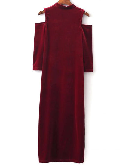 Shoulder Fun Velour Gown - Cold Color