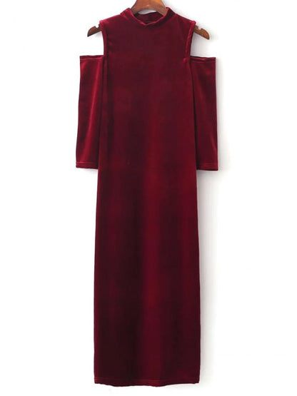 Shoulder Fun Velour Gown - Cold Color