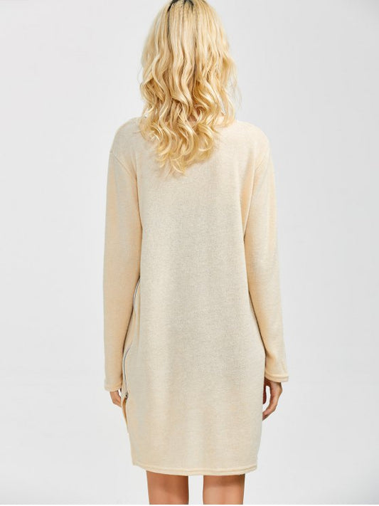 Side Zipper Sweater Dress