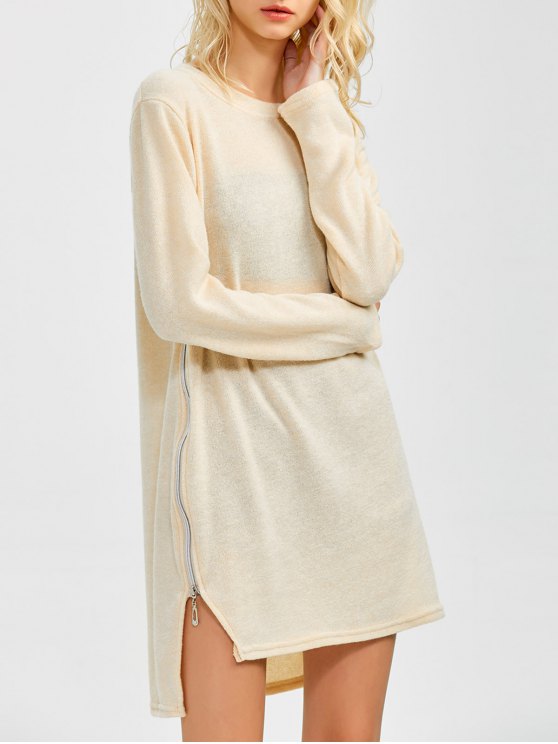 Side Zipper Sweater Dress