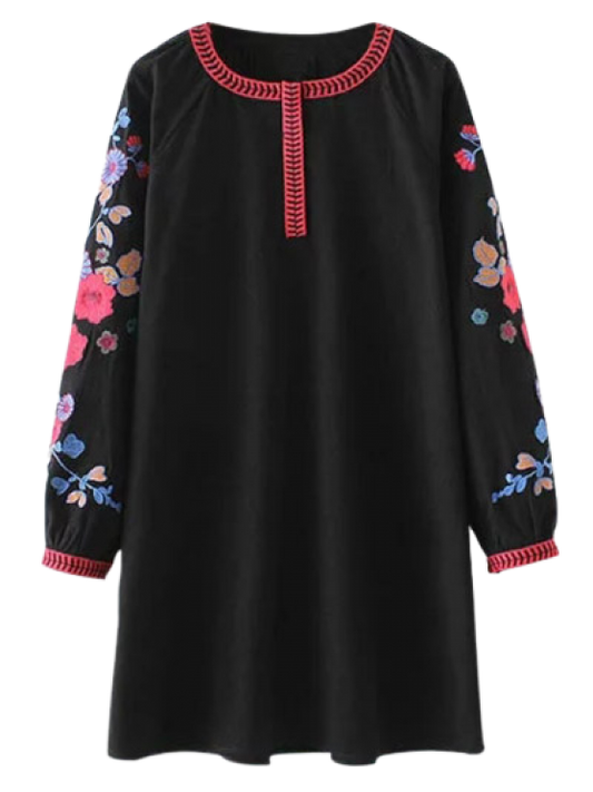 A Line Embroidered Tunic Dress