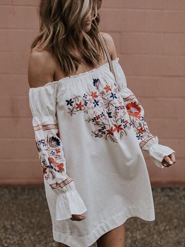 Sexy Off-The-Shoulder Mini Flared with Gown Sleeves