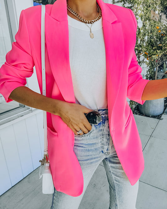 Neon Pink Standards Pocketed Blazer