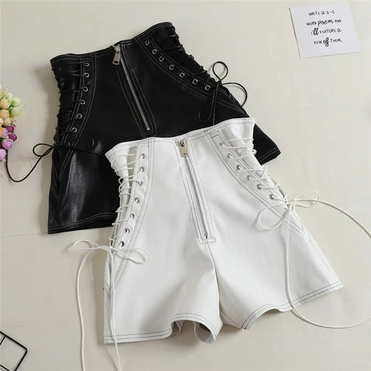 Cosybreezee - Womens Wide Leg PU Leather Shorts