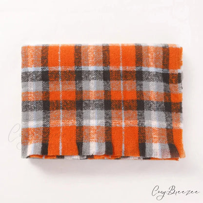 2022 Fashion Plaid Cashmere Scarf Orange scarf-241228