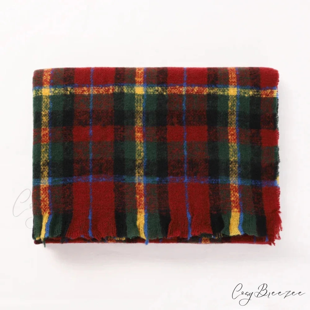 2022 Fashion Plaid Cashmere Scarf Red scarf-241228