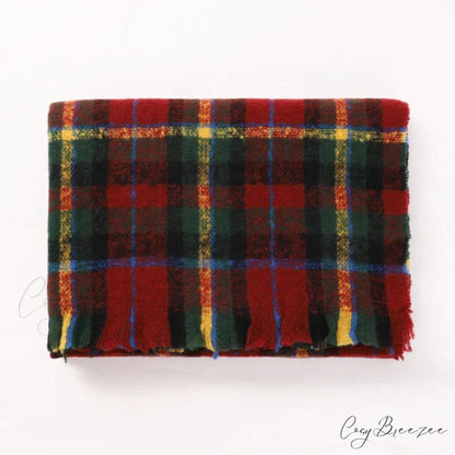 2022 Fashion Plaid Cashmere Scarf Red scarf-241228