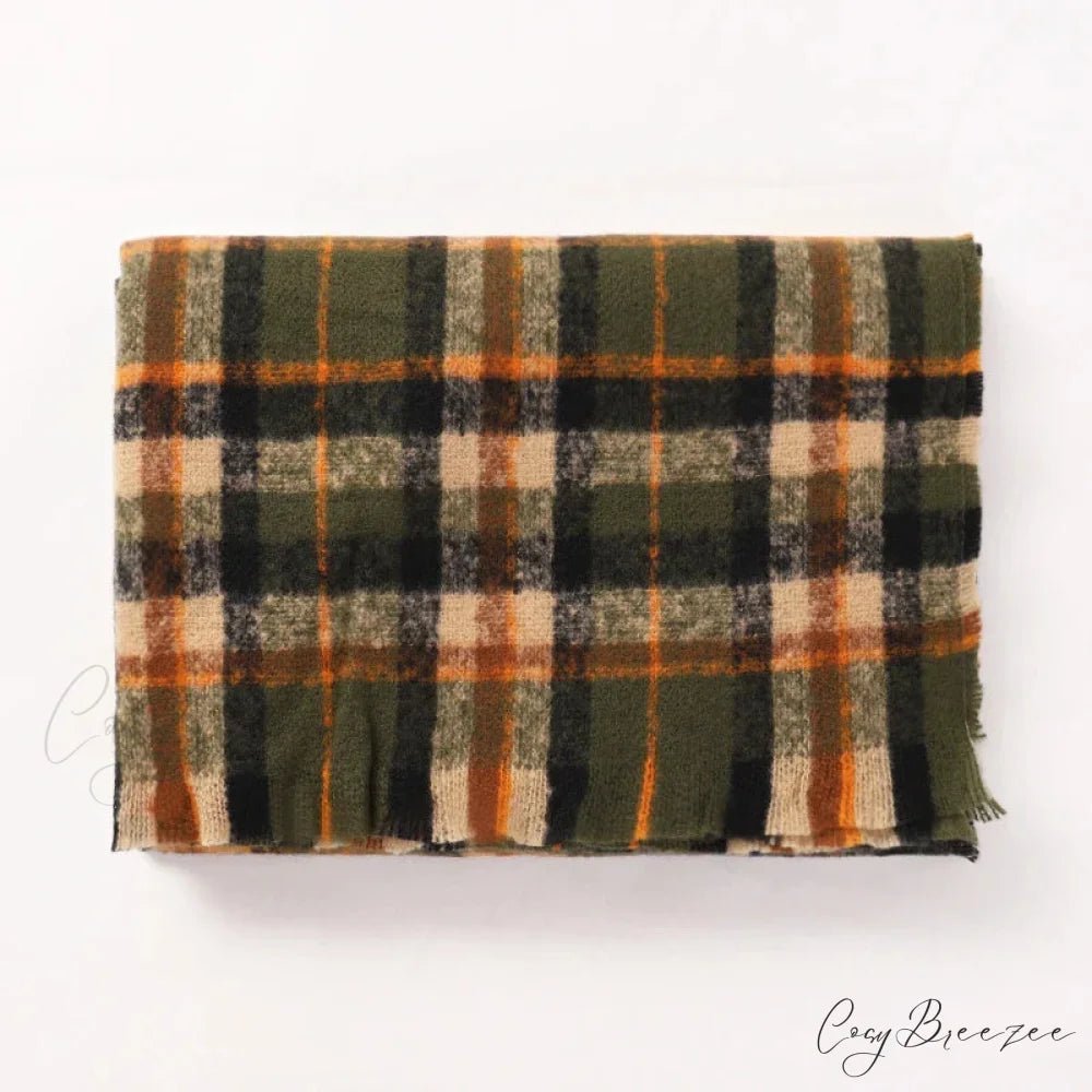 2022 Fashion Plaid Cashmere Scarf Yellow scarf-241228