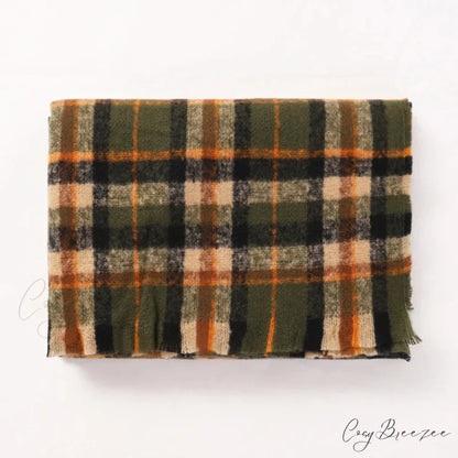 2022 Fashion Plaid Cashmere Scarf Yellow scarf-241228