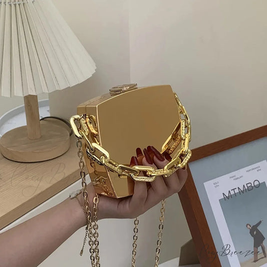 2022 Trend Designer PVC Box Clutch Gold clutchbag-250126