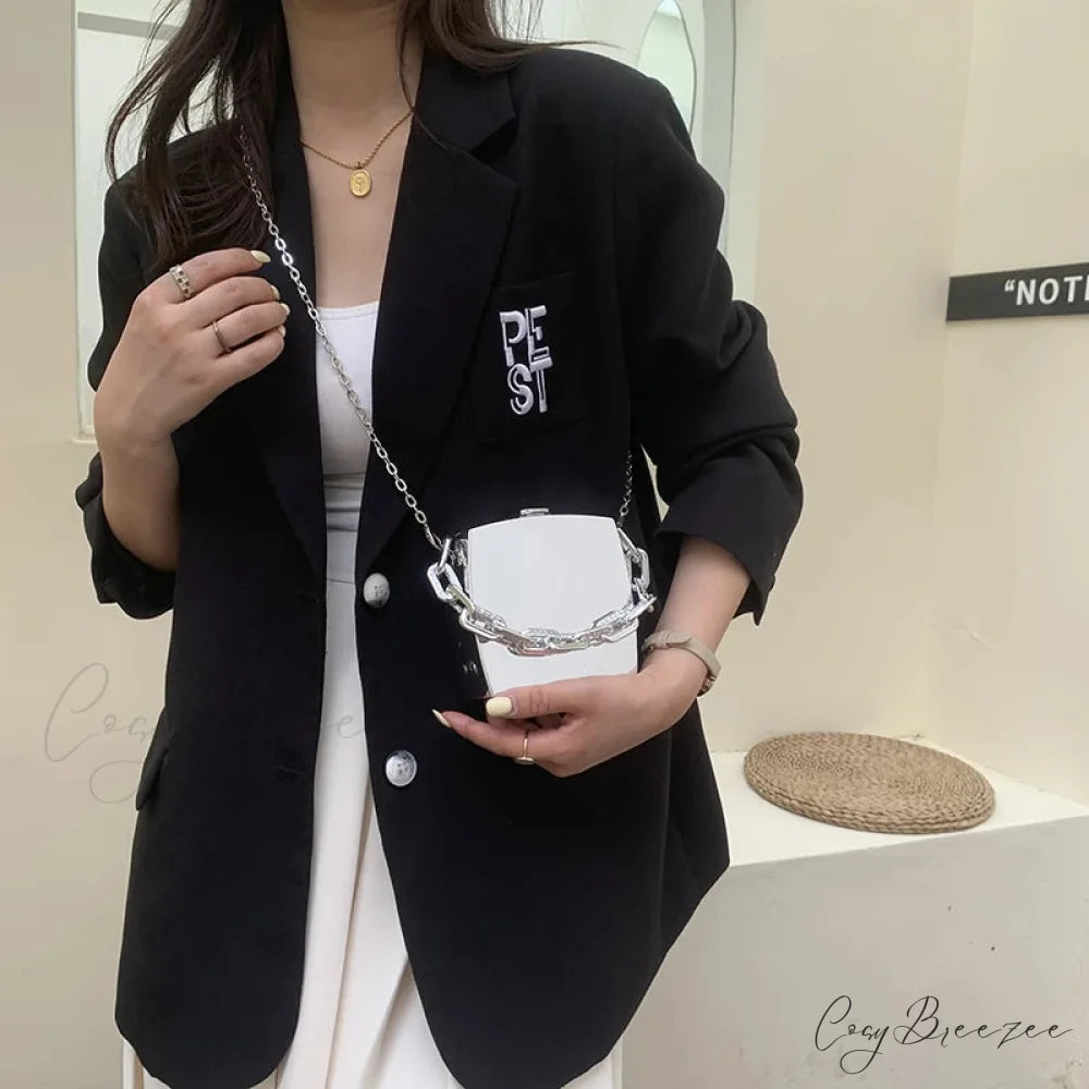 2022 Trend Designer PVC Box Clutch Silver clutchbag-250126
