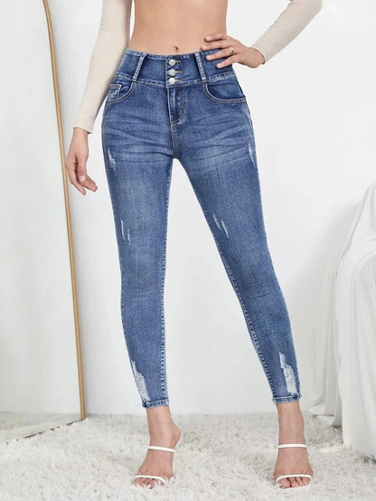 Autumn Stretch Ripped Fashion Casual Skinny Slim Denim Pencil Jean